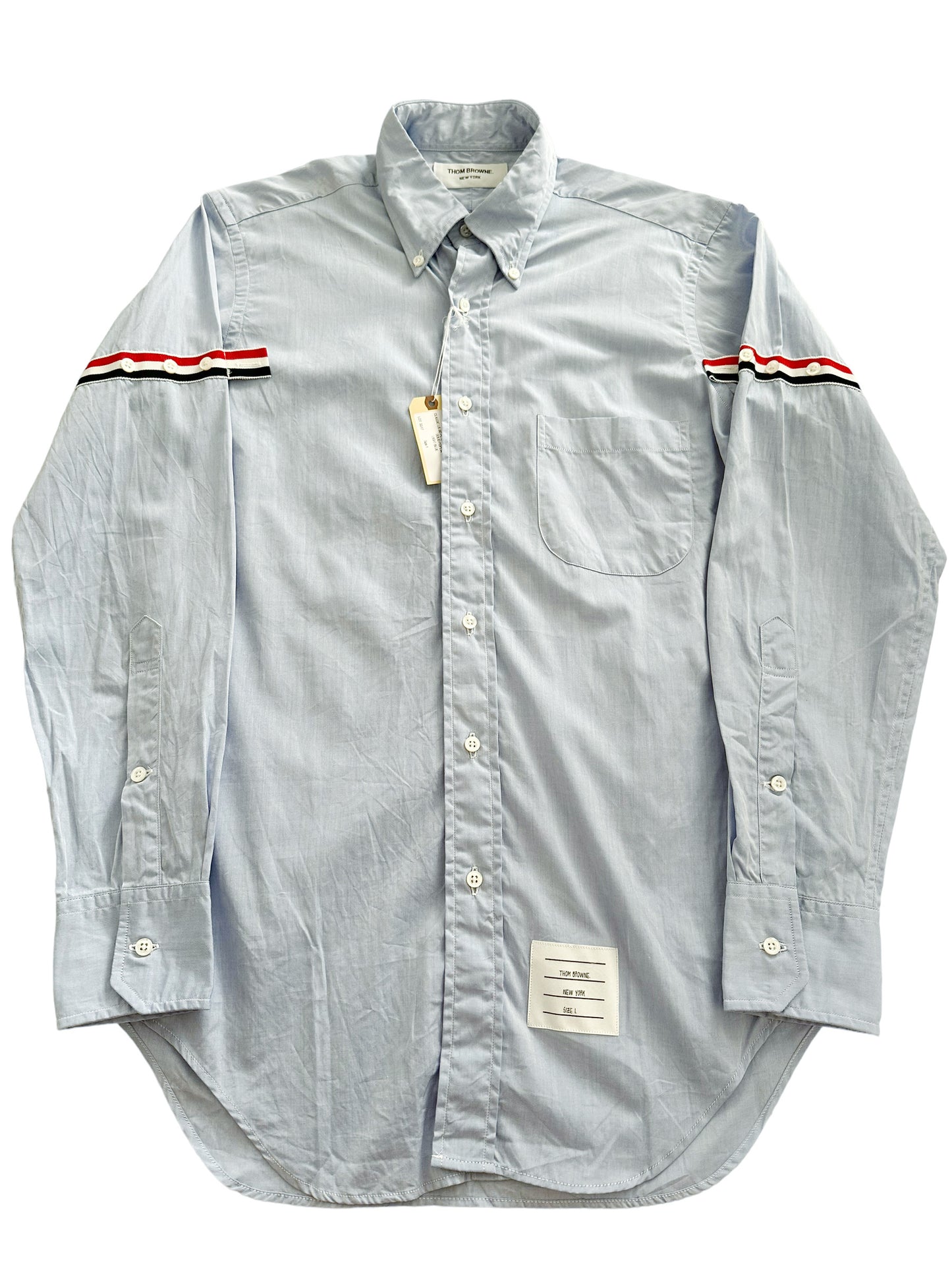 Arm Strap Poplin Blue Shirt