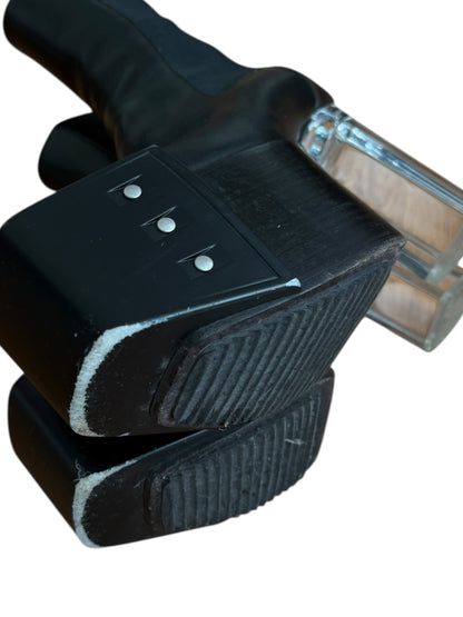 Black Clear Heel Kiss Platform Heels