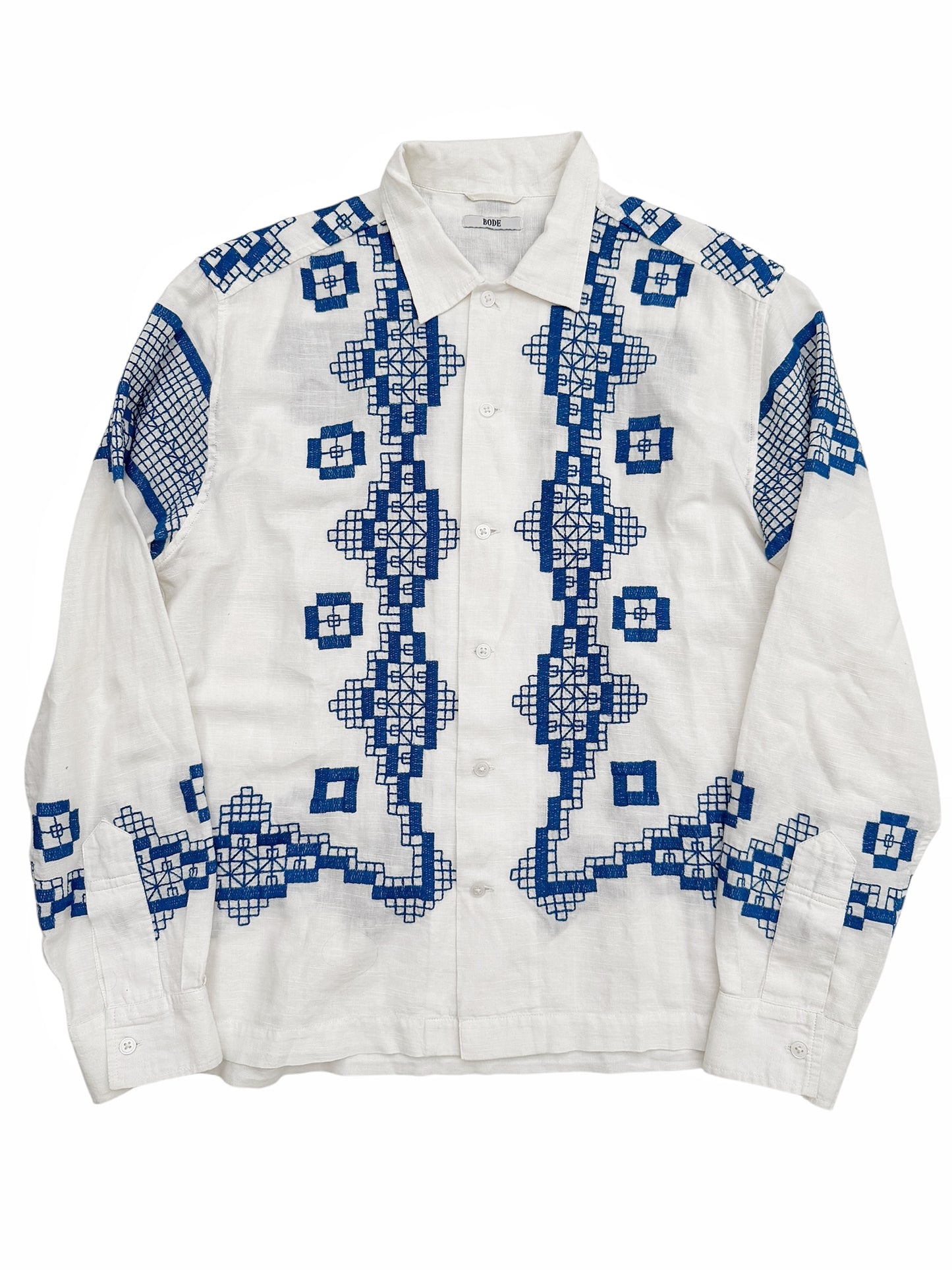 Blue Mosaic Linen Shirt