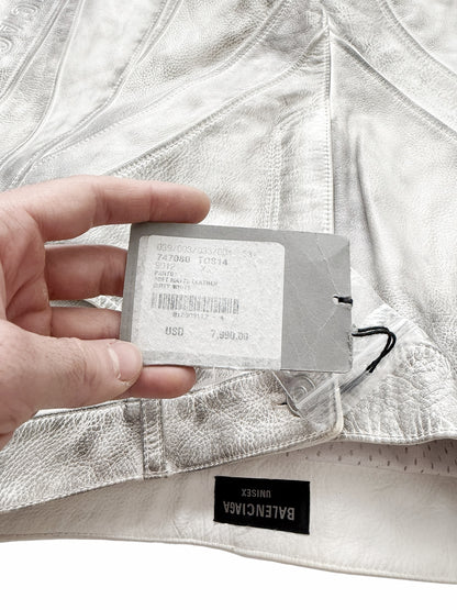 Mud Show White Leather Biker Pants