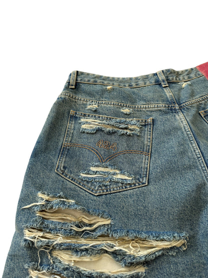 Big Daddy Baggy Denim Shred Jean Shorts