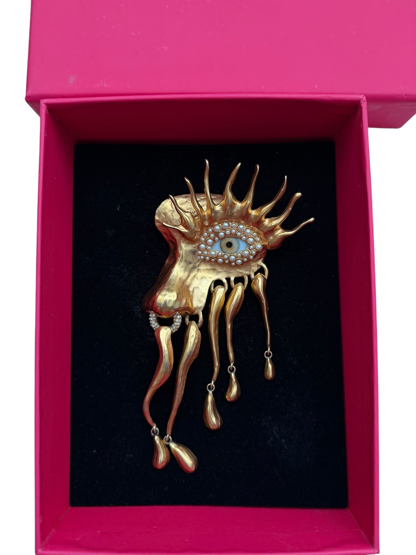 Gilded “Visage” Eye Brooch