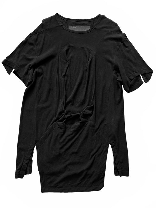 Mesh Woven Panel Strip Shirt