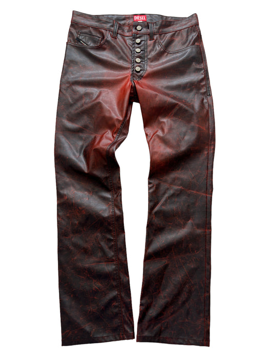2023 Faux Leather Dyed Flare Pant