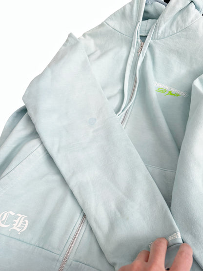 St Barths Exclusive Blue Overdyed Zip Rhodium Hoodie