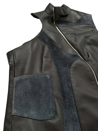 Recycled Couch Leather Asymmetric Vest