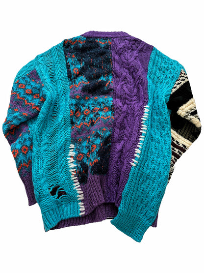 Purple River Jacquard Patchwork Knit