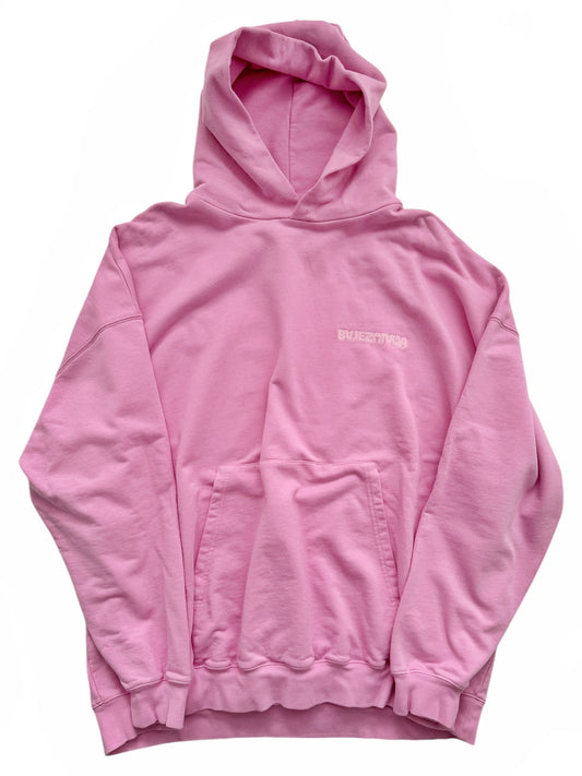 Pink Oversized Embroidered Hoodie