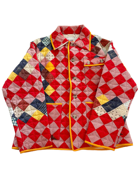 2021 Patchwork Quilt Red Calico Workwear Jacket