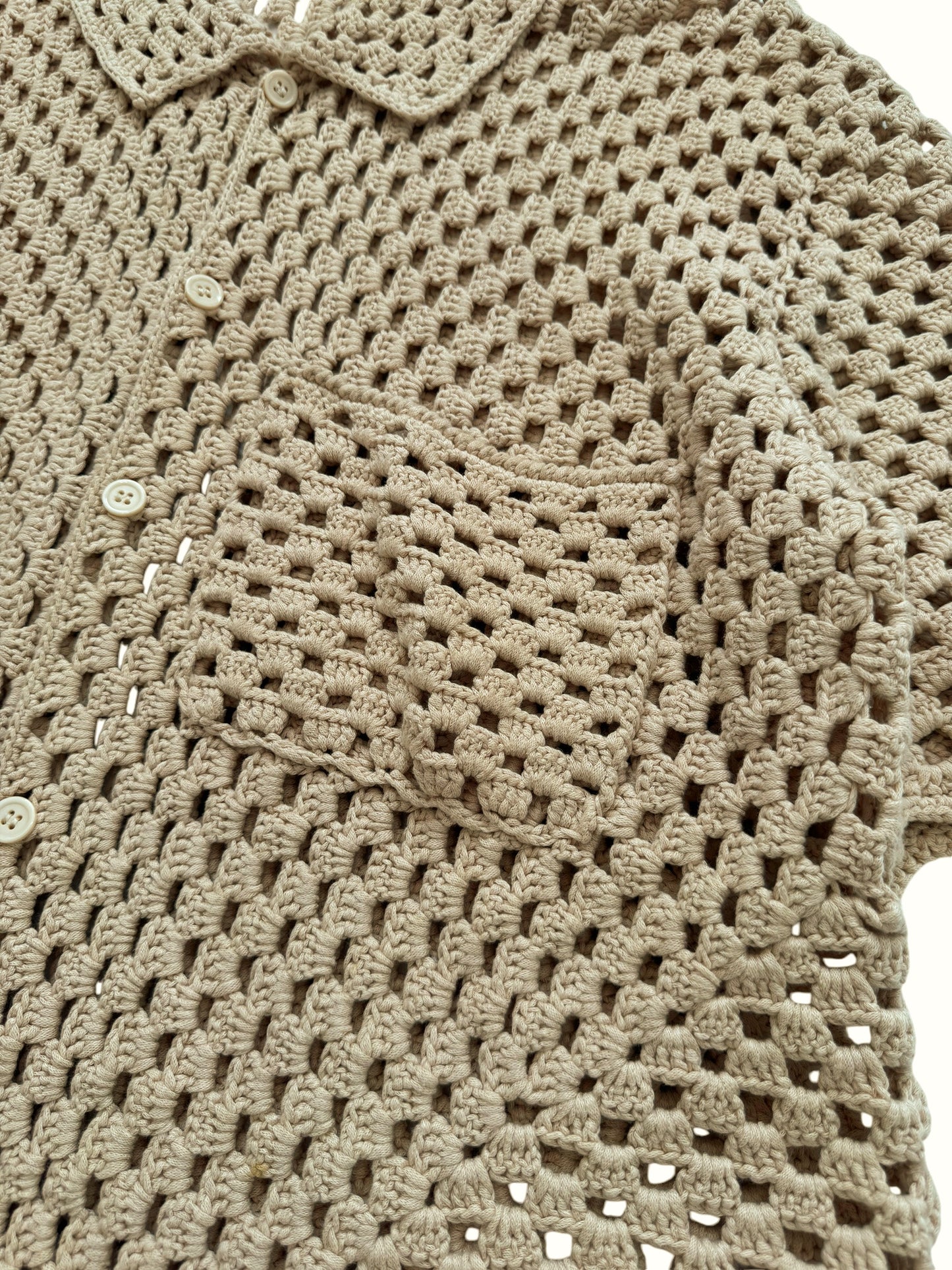 Crochet Woven Shirt Beige