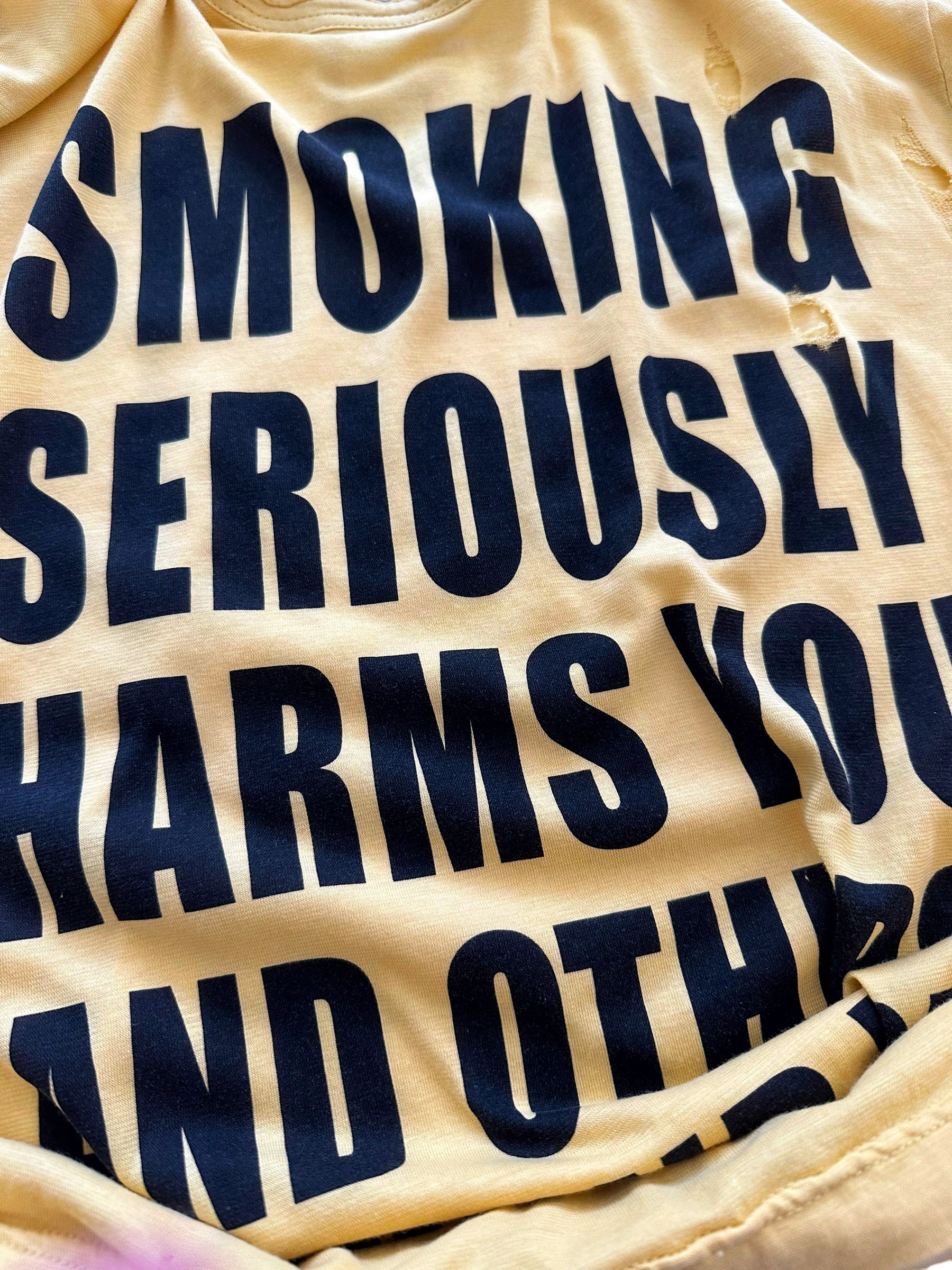 トップス D&G smoking harms T-shirt Smoking Harms You Distressed Muscle Shirt – Archive Reloaded