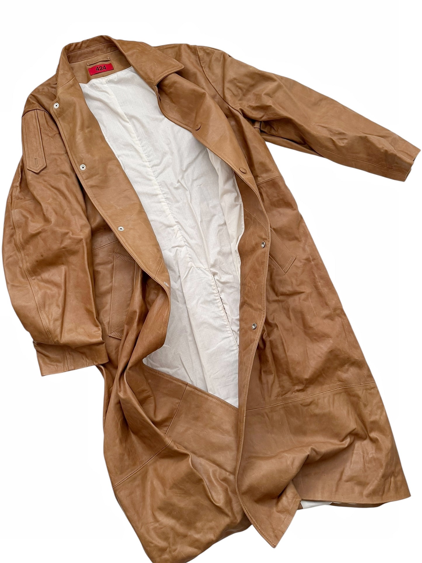 FW25 Natural Leather Trench Coat