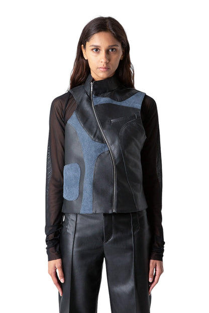 Recycled Couch Leather Asymmetric Vest