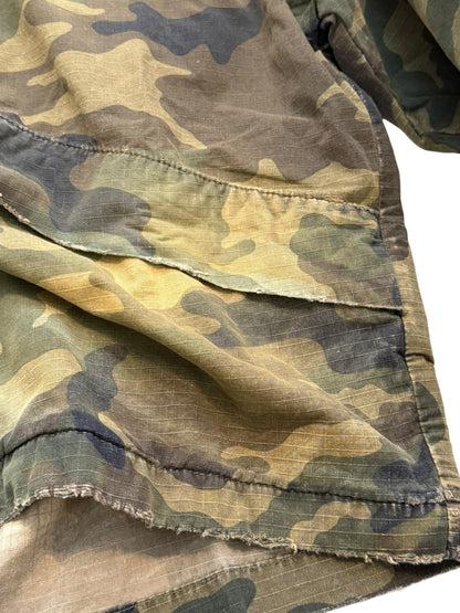 Distressed Cropped Camo Anorak Parka Jacket