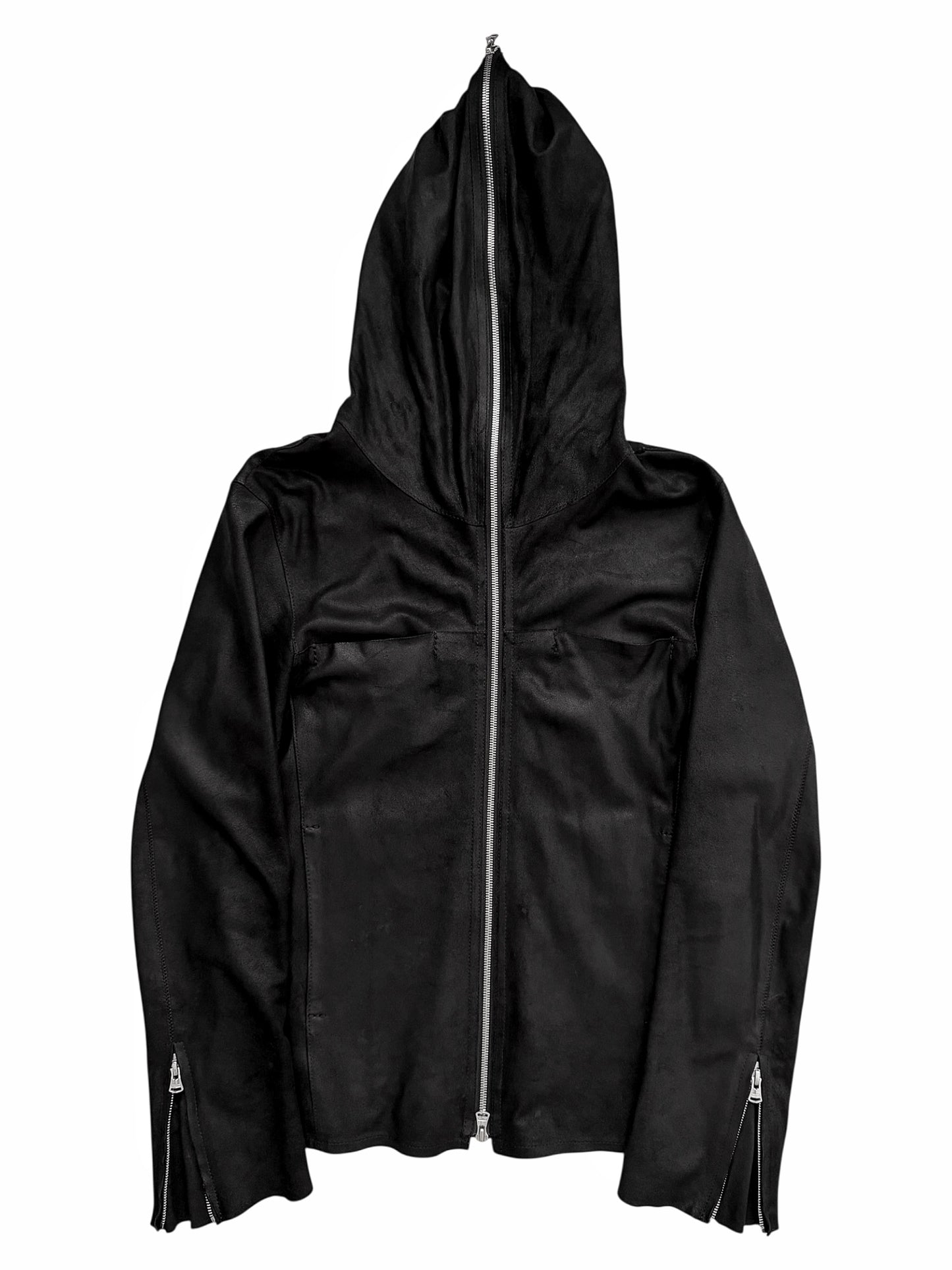 Full Zip Distressed Goat Skin Hoodie