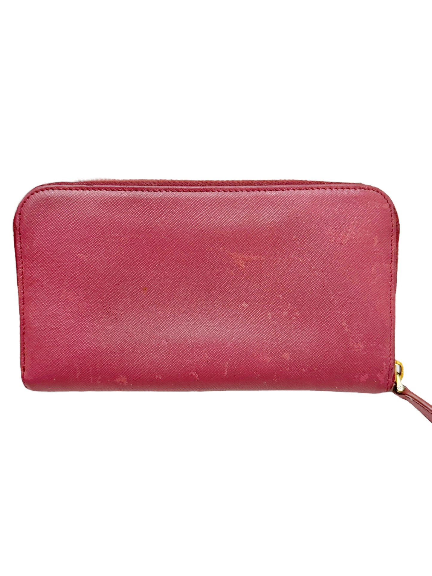 Pink Leather Zip Saffiano Wallet