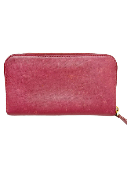 Pink Leather Zip Saffiano Wallet