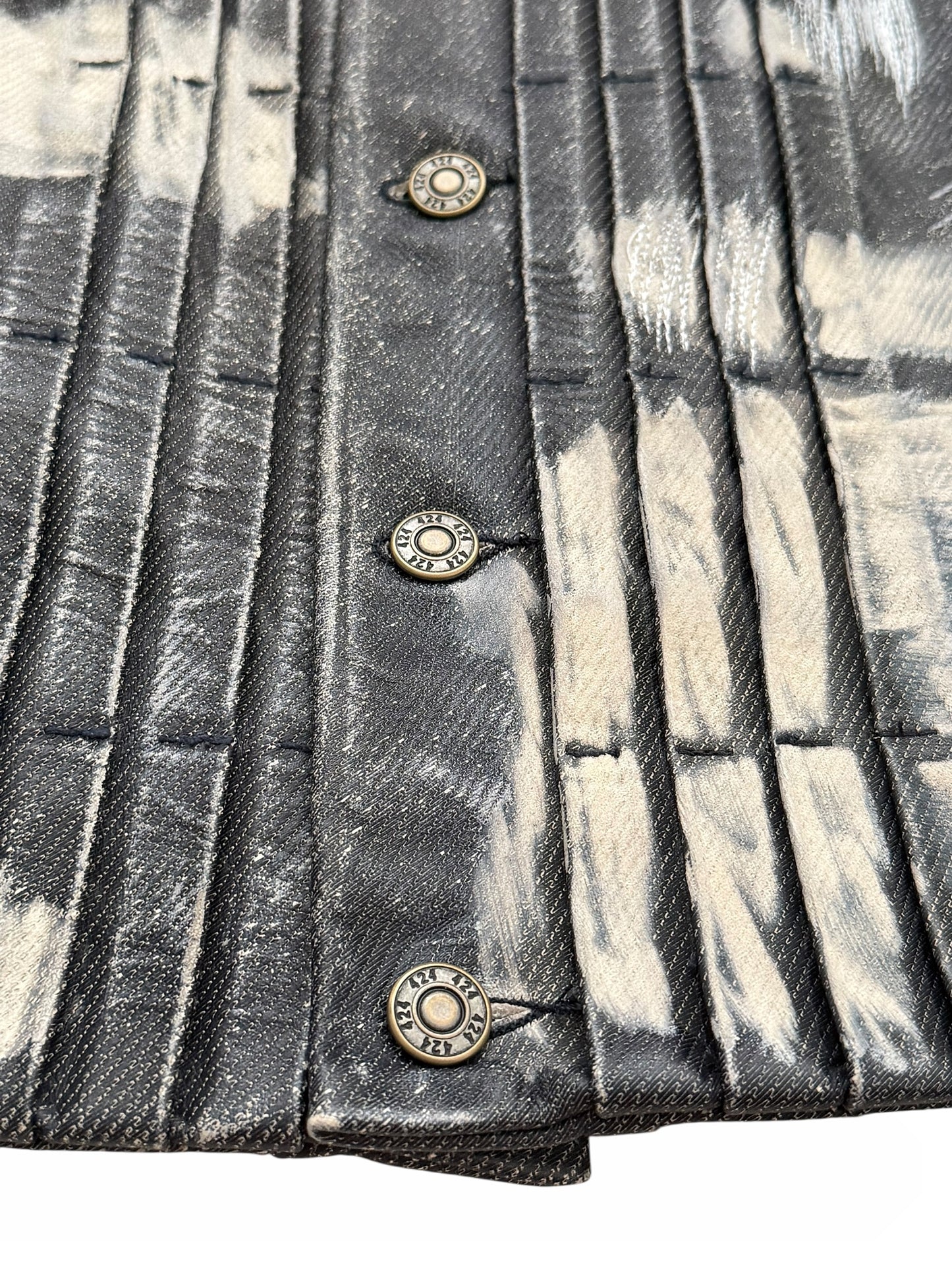 Distressed Leather (Denim Effect) Trucker Jacket