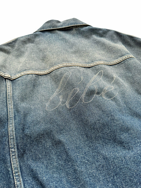 Bebe Bedazzled Oversized Denim Jacket