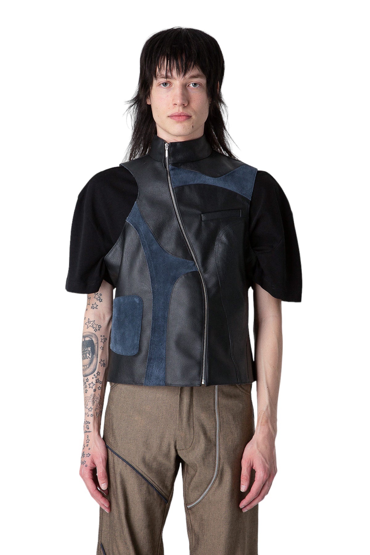 Recycled Couch Leather Asymmetric Vest