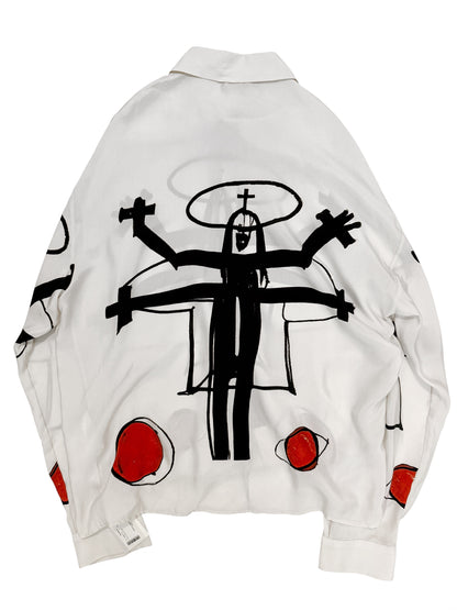 Unreleased Crucifix Crucifixion Abstract Silky Shirt