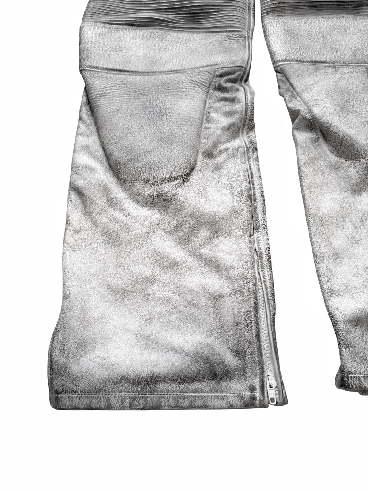 Mud Show White Leather Biker Pants