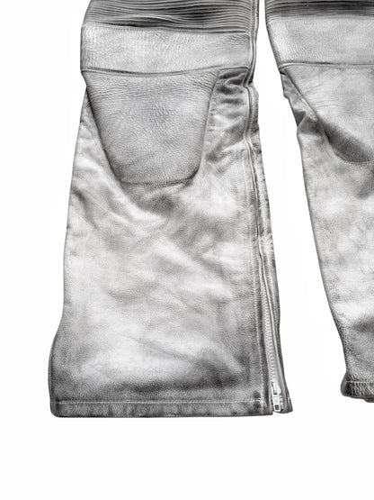 Mud Show White Leather Biker Pants