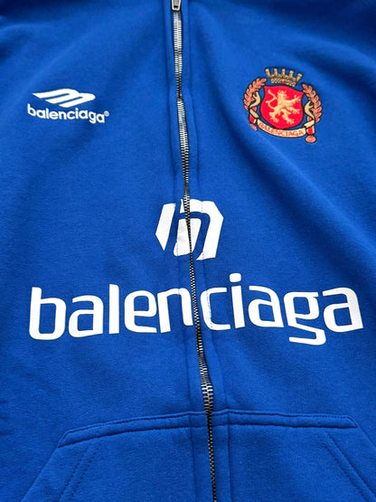 Soccer Crest Football Logo Hoodie Blue