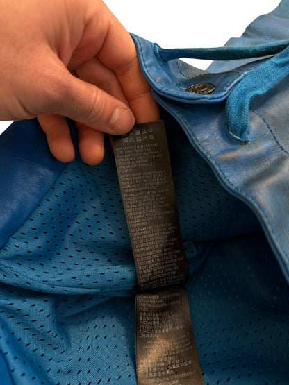 Mudshow Graffiti Baggy Blue Leather Biker Pants