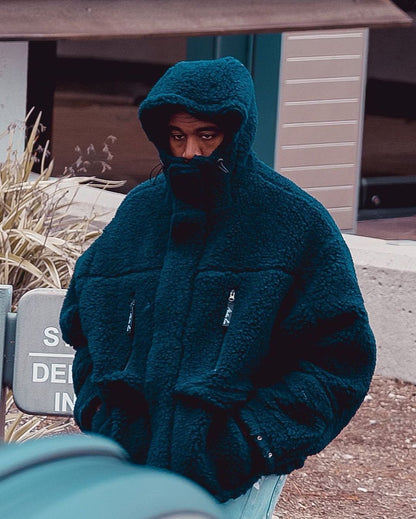 Grey Oversized Boxy Fleece Parka