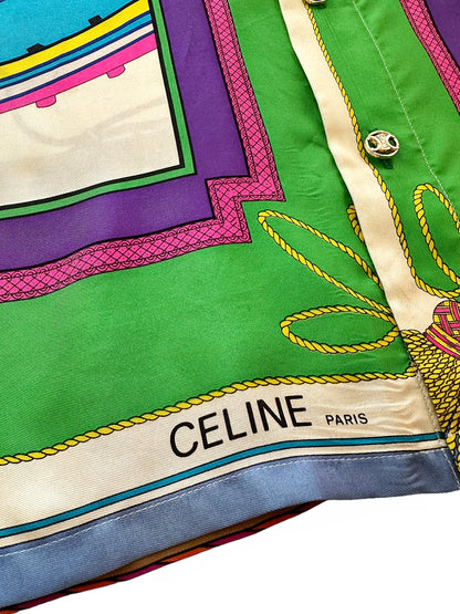 Reconstructed Vintage Celine Silk Scarf Shirt