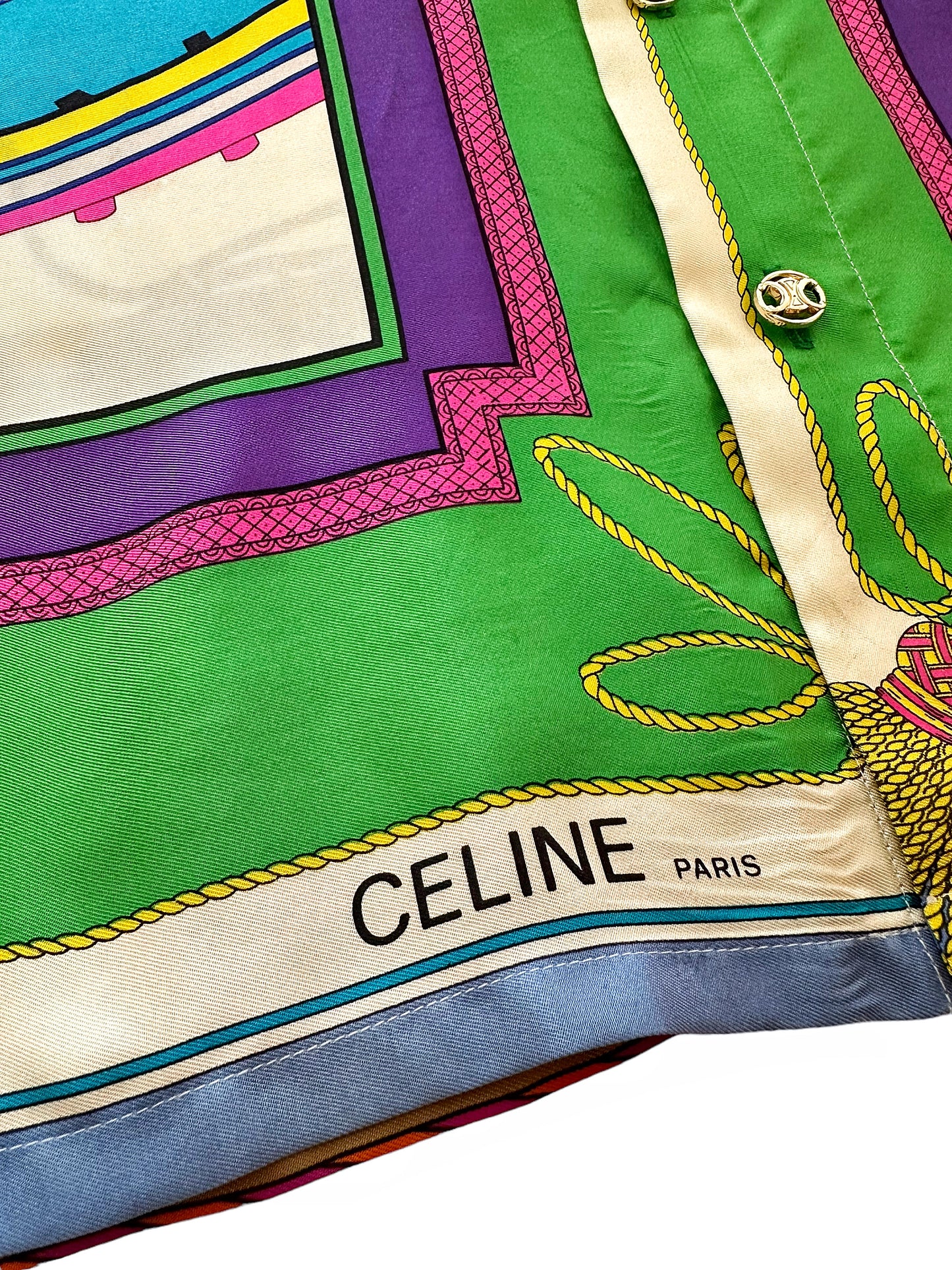 Reconstructed Vintage Celine Silk Scarf Shirt