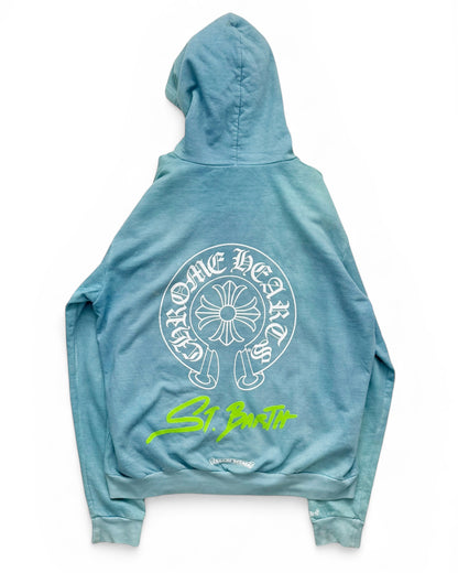 St Barths Exclusive Blue Overdyed Zip Rhodium Hoodie