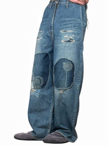 Katsuragi Boro Patchwork Kountry Baggy Denim