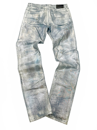 Metallic Rainbow Metallic Wax Coating Denim