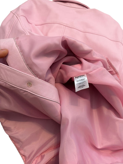 Pale Pink Lamb Leather Shirt Jacket