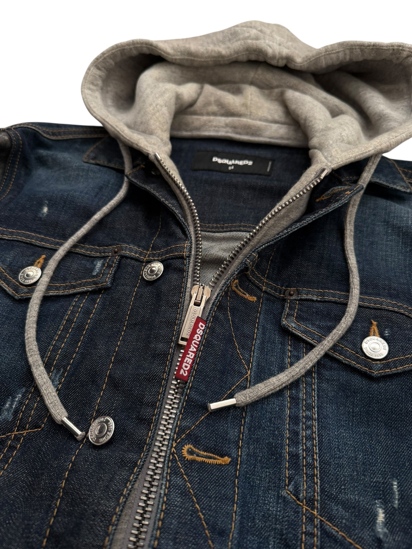 2018 Hybrid Dan Leather Denim Hooded Jacket