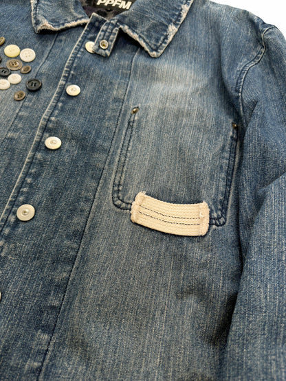 Button Adorned Chore Denim Jacket