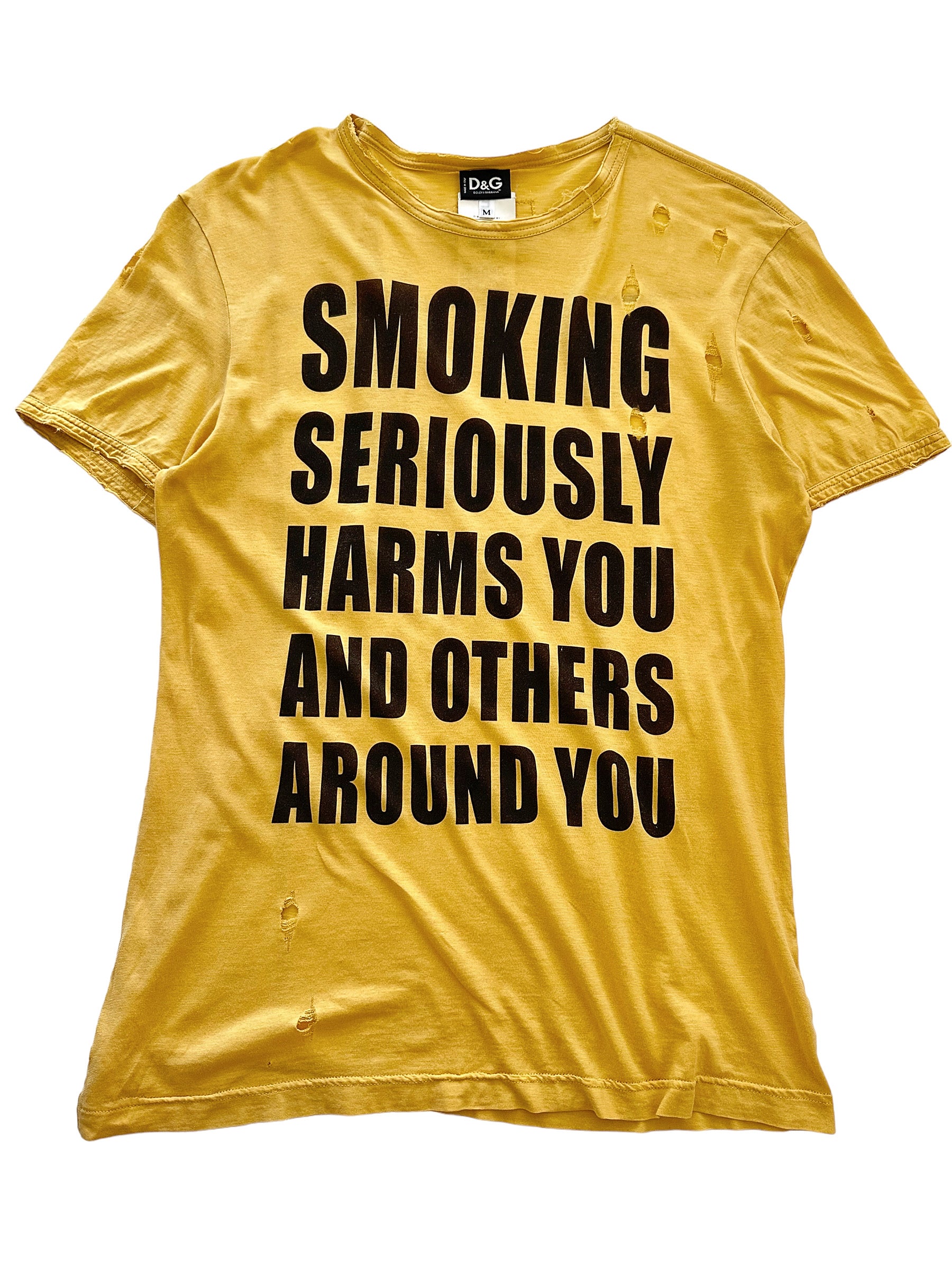トップス D&G smoking harms T-shirt Smoking Harms You Distressed Muscle Shirt – Archive Reloaded