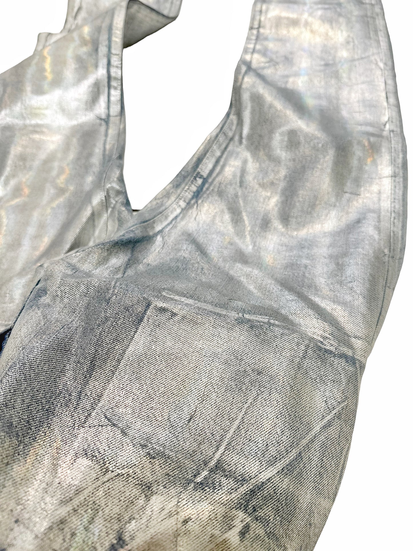 Metallic Rainbow Metallic Wax Coating Denim