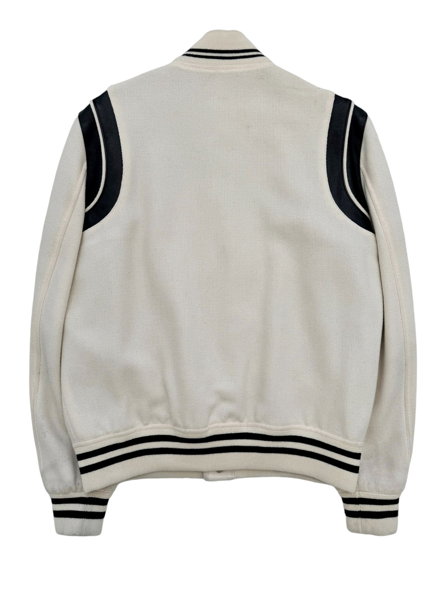 Cream Teddy Varsity Jacket