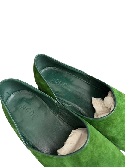 Green Suede Slip Shoes