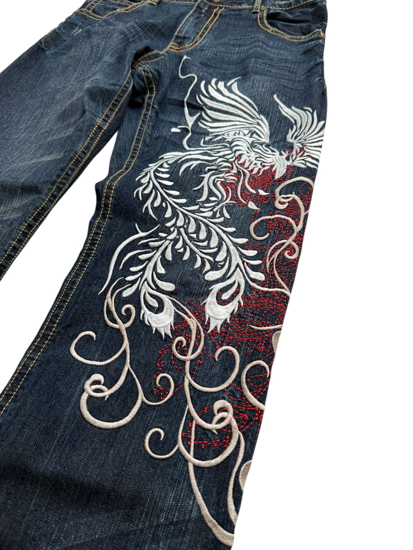 Heavy Embroidered Whisker Denim