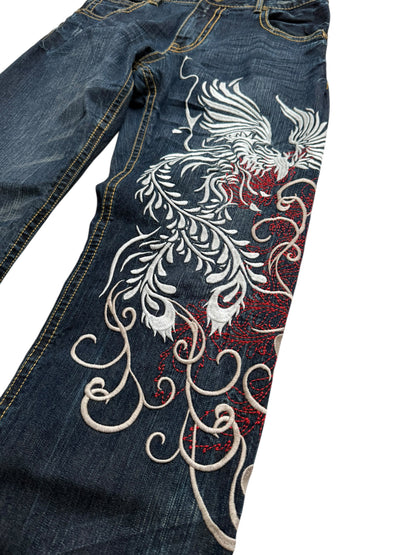 Heavy Embroidered Whisker Denim