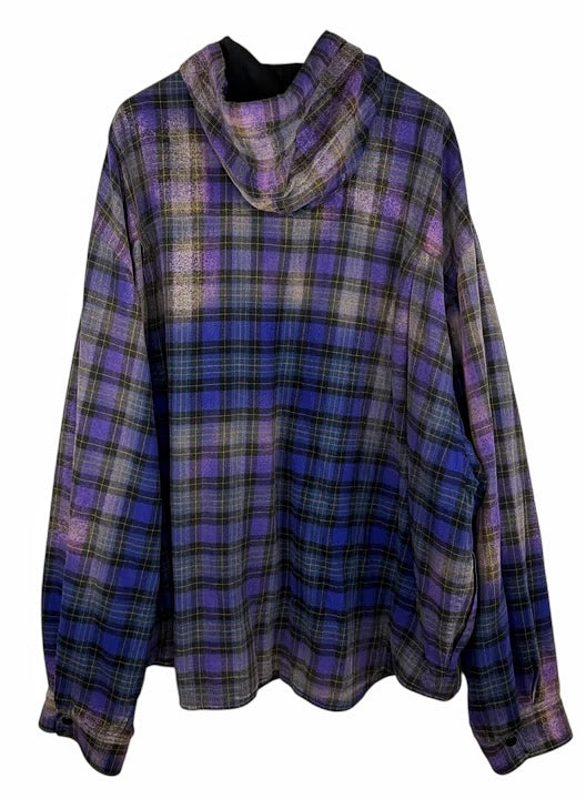 Bleached Purple Blue Padded Flannel Hood