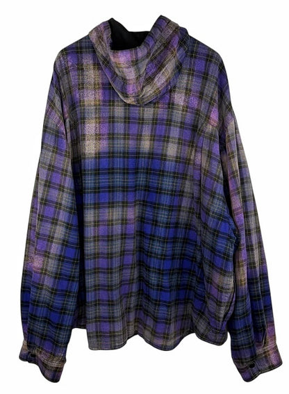 Bleached Purple Blue Padded Flannel Hood