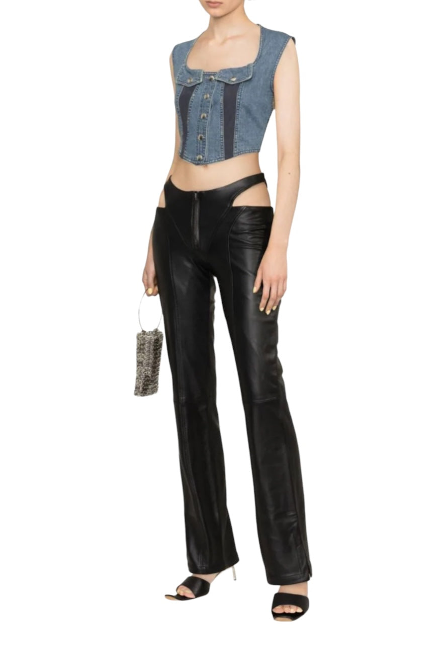 Cropped Bustier Denim Top