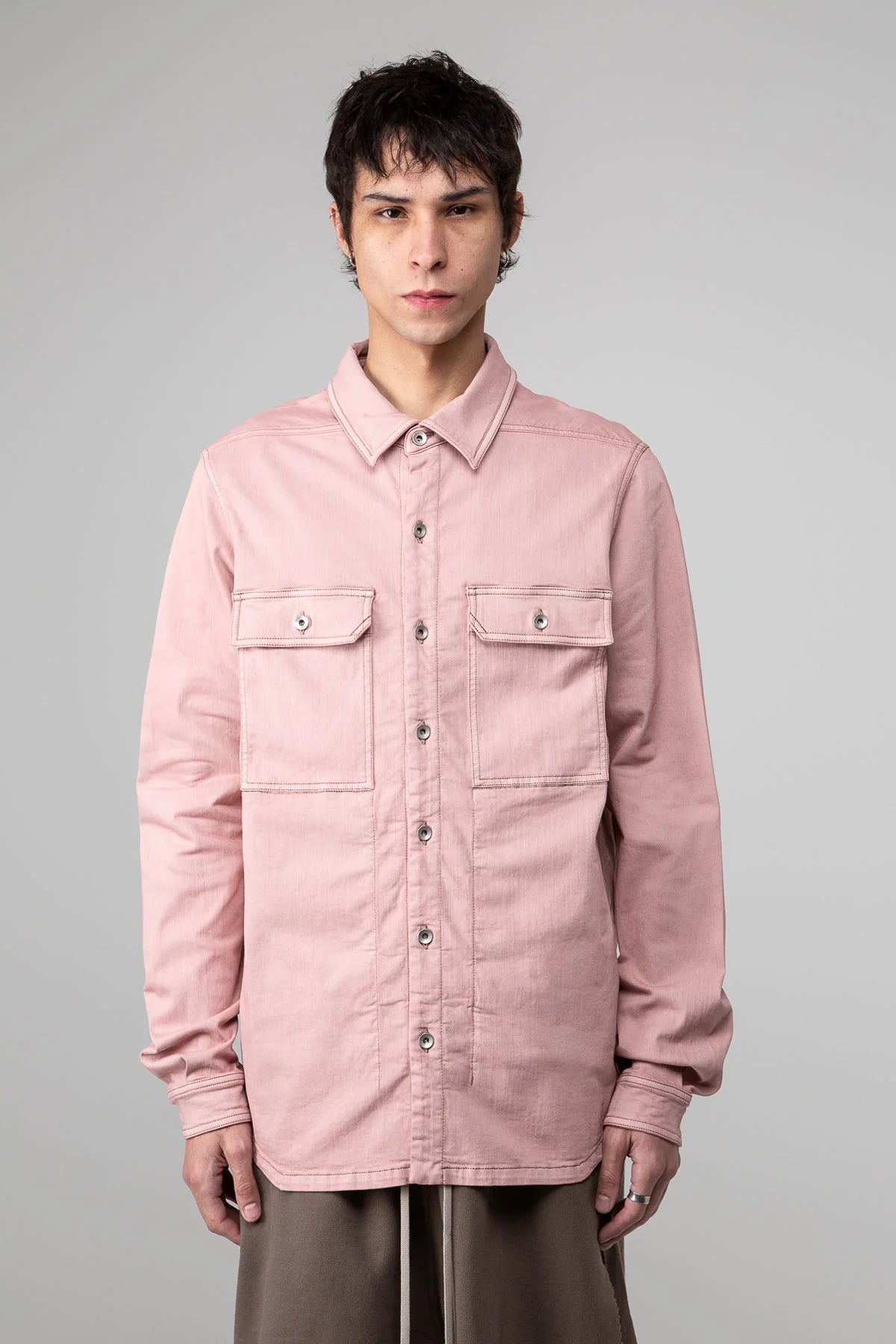 Pink Giacca Faded Denim Over Shirt