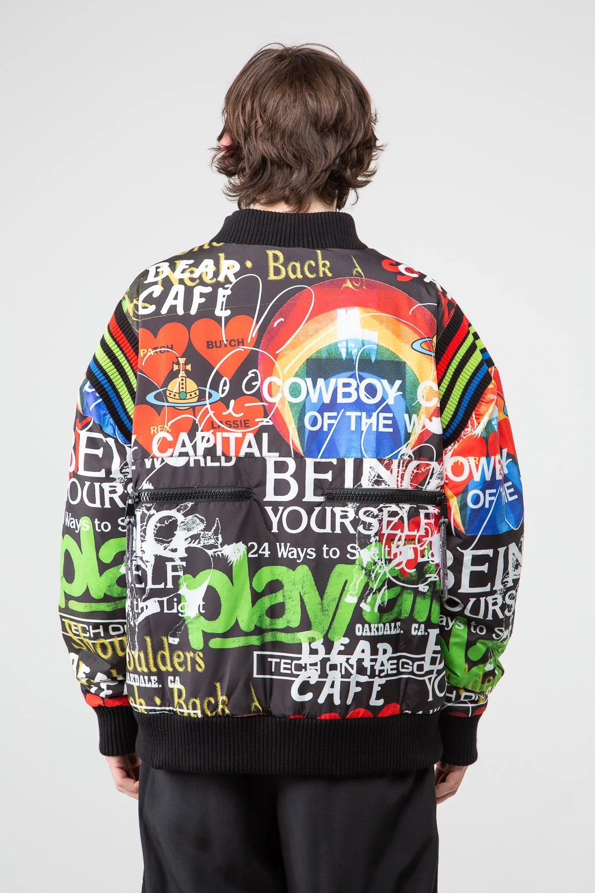 Stripped Cyclist Allover Print Bomber