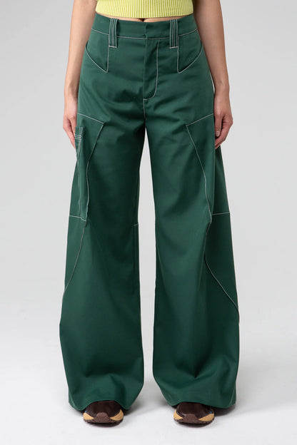 SS23 Angled Trouser Green Baggy Pant